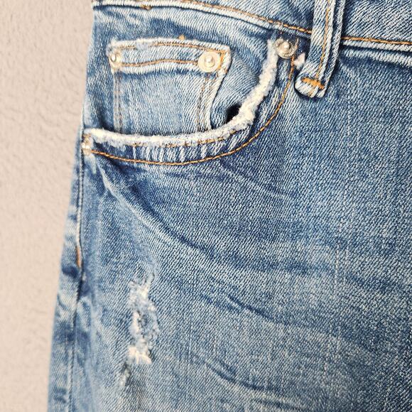 Zara Woman Jeans Womens 2 Blue Skinny Floral Embroidered Distressed Raw Hem - Picture 9 of 15